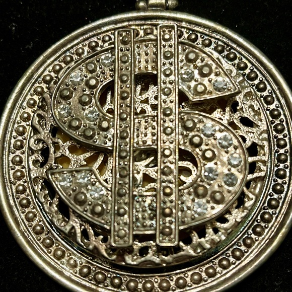 Silver Dollar Rhinestone Sign Pendant - Picture 8 of 17